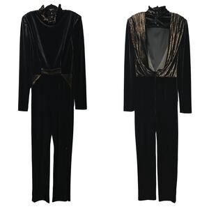Cristallini Jumpsuit Velvet Designer Couture Formal Party Cocktail Black 8